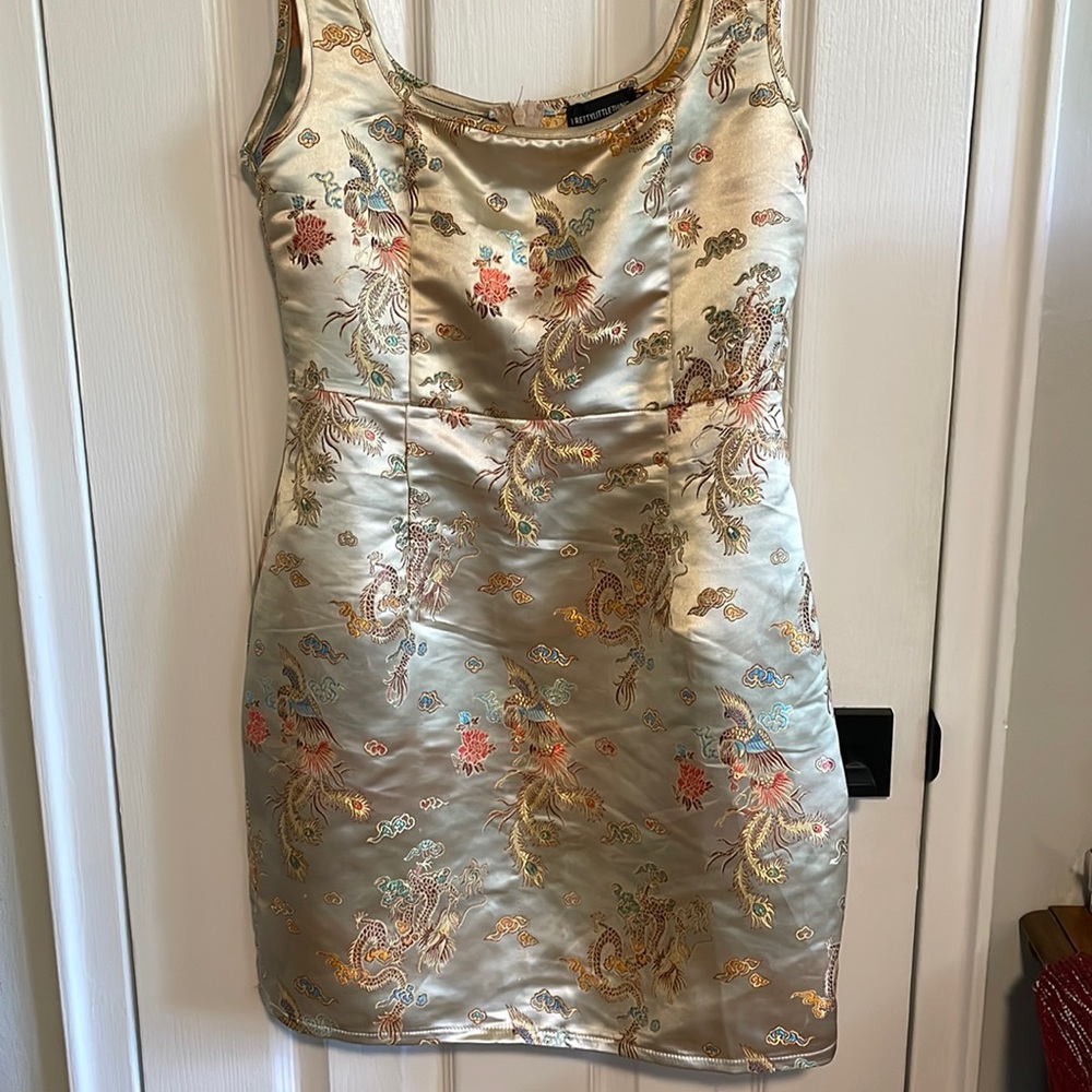 Champagne Square Neck Jacquard Bodycon Dress